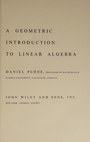 Cover of A geometric introduction to linear algebra by Daniel Pedoe