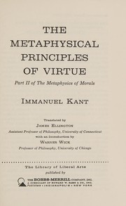 Front cover of The metaphysical principles of virtue by Immanuel Kant