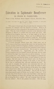Cover of Education in systematic beneficence by Frank W. Padelford
