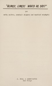 Front cover of "Blimey, limey! Wha'd he say?" by Shirley Herd
