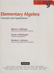 Cover of Elementary algebra by Judith A. Beecher