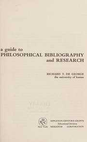 Cover of A guide to philosophical bibliography and research by De George, Richard T.