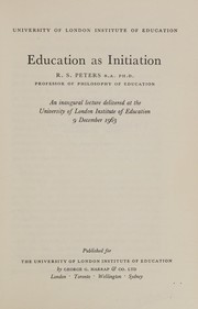 Cover of Education as initiation by R. S. Peters