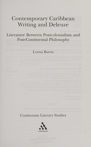 Cover of Contemporary Caribbean writing and Deleuze by Lorna Burns