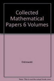 Cover of Collected mathematical papers by Alexander Ostrowski
