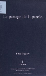 Front cover of Le partage de la parole by Luce Irigaray