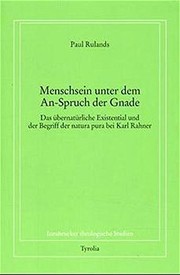 Front cover of Menschen [i.e. Menschsein] unter dem An-Spruch der Gnade by Paul Rulands