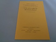 Cover of Is the end in sight for theoretical physics? by Stephen Hawking