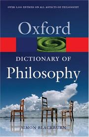 Front cover of The Oxford Dictionary of Philosophy by Simon Blackburn