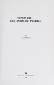 Front cover of Heinrich Böll - eine "christliche" Position? by Heinrich Moling