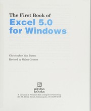 Front cover of The first book of Excel 5.0 for Windows by Chris Van Buren