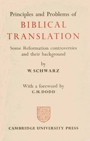Front cover of Principles and problems of biblical translation by Werner Schwarz