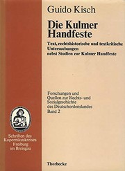 Cover of Die Kulmer Handfeste by Guido Kisch