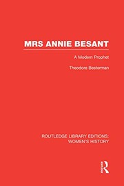 Front cover of Mrs Annie Besant by Theodore Besterman