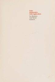Front cover of Finite mathematics with applications for business and social sciences by Abe Mizrahi