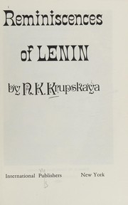 Cover of Vospominanii︠a︡ o Lenine by Nadezhda Konstantinovna Krupskaiā
