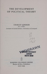 Front cover of The development of political theory by Charles Vereker