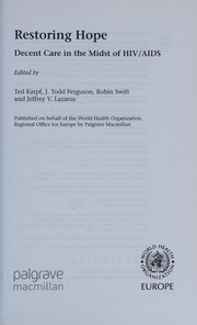 Cover of Restoring hope by Jeffrey V. Lazarus