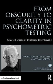 Front cover of From Obscurity to Clarity in Psychometric Testing by Saville, Peter