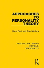 Cover of Approaches to Personality Theory by David Peck