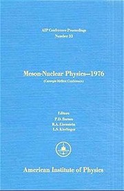 Front cover of Meson-nuclear physics, 1976 by International Topical Conference on Meson-Nuclear Physics Carnegie-Mellon University 1976.