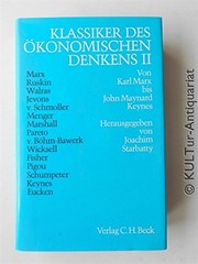 Front cover of Klassiker des ökonomischen Denkens by Joachim Starbatty