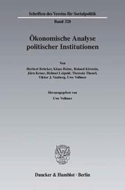 Front cover of Ökonomische Analyse politischer Institutionen by Uwe Vollmer