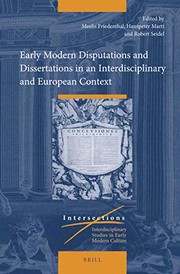 Cover of Early Modern Disputations and Dissertations in an Interdisciplinary and European Context by Meelis Friedenthal