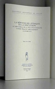 Front cover of La réponse de l'éthique de la discussion by Apel K.-O.