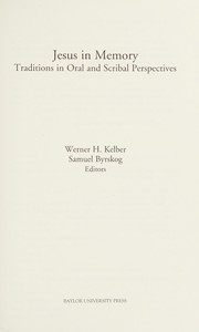 Cover of Jesus in memory by Werner H. Kelber