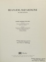 Cover of Behavior and medicine by Danny Wedding