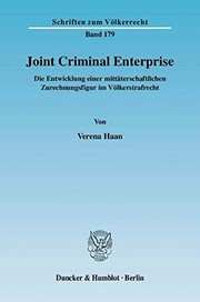 Cover of Joint criminal enterprise by Verena Haan