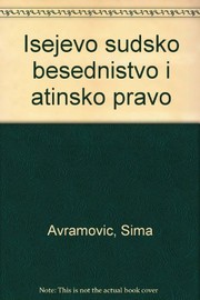 Front cover of Isejevo sudsko besedništvo i atinsko pravo by Sima Avramović