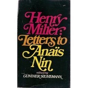 Front cover of Letters to Anaïs Nin by Henry Miller