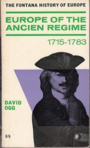 Cover of Europe of the Ancient Regime, 1715-1783 by David Ogg