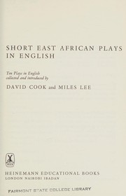 Front cover of Short East African plays in English by David Cook