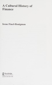 Front cover of A Cultural History of Finance by Finel-Honigman