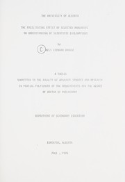 Front cover of The facilitating effect of selected analogies on understanding of scientific explanations by Nels Leonard Drugge