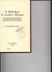 Front cover of A Hebridean in Goethe's Weimar by Alexander Gillies