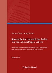 Front cover of Sinnsuche im Horizont des Todes by Hanns Dieter Voigtländer