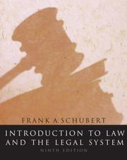 Front cover of Introduction to Law and the Legal System by Frank A. Schubert