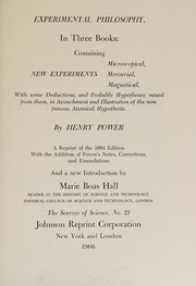 Front cover of Experimental philosophy, in three books, containing new experiments: microscopical, mercurial, magnetical by Henry Power