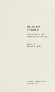 Cover of Lincoln and leadership by Randall M. Miller