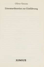 Front cover of Literaturtheorien zur Einführung by Oliver Simons