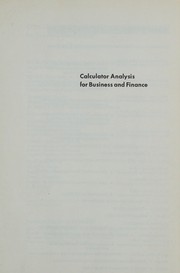 Front cover of Calculator analysis for business and finance by Texas Instruments Incorporated. Learning Center.