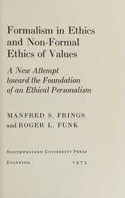 Front cover of Formalism in ethics and non-formal ethics of values by Max Scheler