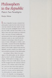 Front cover of Philosophers in the Republic by Roslyn Weiss