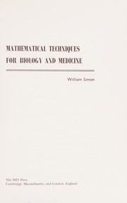 Front cover of Mathematical techniques for biology and medicine by William Simon
