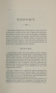 Cover of Report of the Committee chosen to adjust the division of town property, debts, &c by Danvers (Mass.). Committee chosen to adjust the division of town property ...
