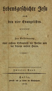Front cover of Lebensgeschichte Jesu nach den vier Evangelisten by J. G. Uhle